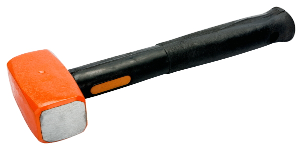 Кувалда со слегка выпуклыми бойками, резиновая рукоятка, усиленная стальными стержнями 489-1100/489-1800