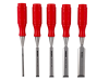 Набор стамесок с однокомпонентной красной рукояткой, 5 шт. в блистере 9883