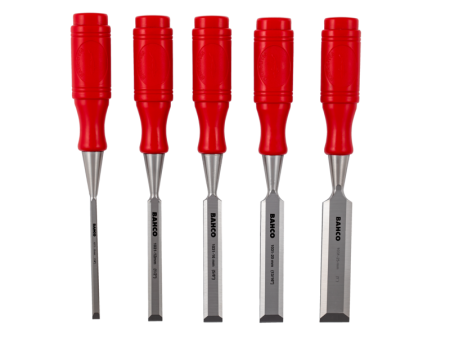 Набор стамесок с однокомпонентной красной рукояткой, 5 шт. в блистере 9883