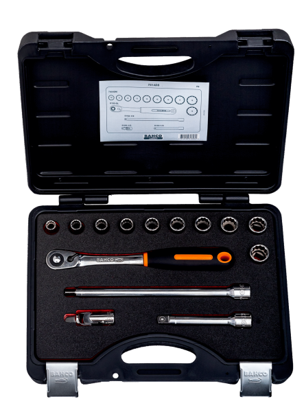 Набор торцевых головок, металлический кейс 7814DS