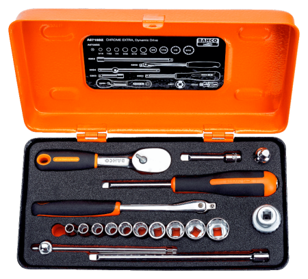 Набор торцевых головок 1/4″, 18 шт., дюймовые размеры, в металлическом кейсе A6718DZ