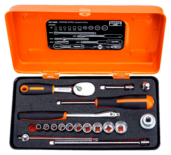 Набор торцевых головок 1/4″, 18 шт., дюймовые размеры, в металлическом кейсе A6718DZ