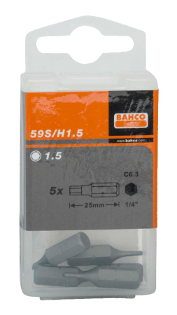 Стандартные биты для отверток под винты с шестигранной головкой, метрические размеры, 25 мм 59S/H mm