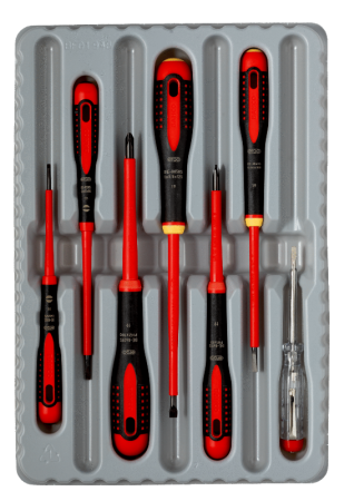 Набор изолированных комбинированных отверток ERGO™ под винты со шлицем и Phillips, 7 шт. BE-9887S