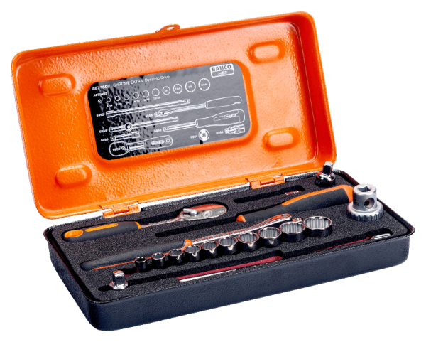 Набор торцевых головок 1/4″, 18 шт., дюймовые размеры, в металлическом кейсе A6718DZ