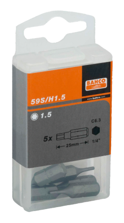 Стандартные биты для отверток под винты с шестигранной головкой, метрические размеры, 25 мм 59S/H mm
