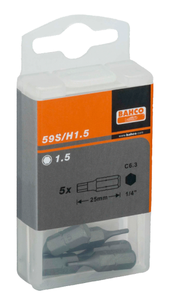 Стандартные биты для отверток под винты с шестигранной головкой, метрические размеры, 25 мм 59S/H mm