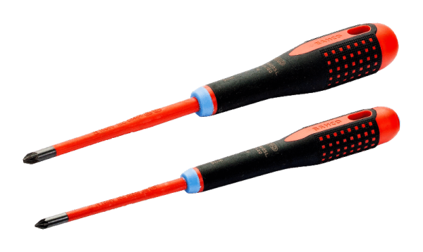 Набор изолированных отверток ERGO™ под винты Pozidriv с тонким стержнем, 2 шт. BE-9894SL Набор изолированных отверток ERGO™ под винты Pozidriv с тонким стержнем, 2 шт. BE-9894SL