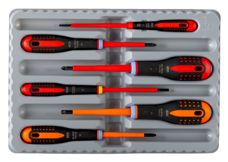 Набор изолированных отверток ERGO™ под винты со шлицем, Pozidriv и комбинированные винты Шлиц/Pozidriv, 6 шт. BE-9884S