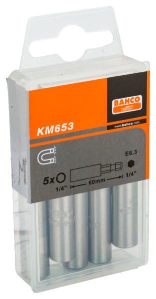 Универсальный держатель бит для отверток с фиксирующим кольцом 1/4″, 60 мм, с магнитом KM653