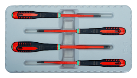 Набор изолированных отверток ERGO™ с тонким стержнем под винты TORX®, 4 шт. BE-9880SL Набор изолированных отверток ERGO™ с тонким стержнем под винты TORX®, 4 шт. BE-9880SL