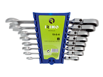 Набор комбинированных ключей с храповиком и подвижной головкой, 8 шт. IRIMO 19-8-Н