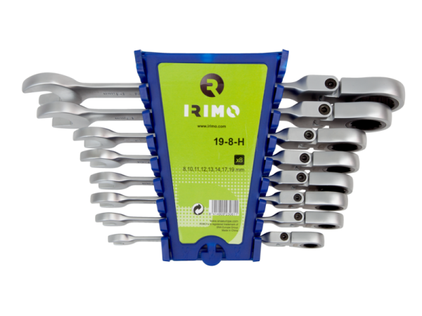 Набор комбинированных ключей с храповиком и подвижной головкой, 8 шт. IRIMO 19-8-Н