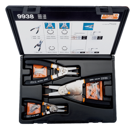 Набор съемников стопорных колец, пластиковый кейс 9938