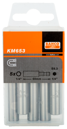 Универсальный держатель бит для отверток с фиксирующим кольцом 1/4″, 60 мм, с магнитом KM653