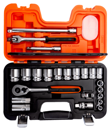 1/2″ Набор торцевых головок, пластиковый кейс. 23 предмета, дюймовые размеры S240AF