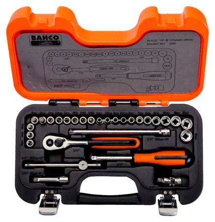 1/4″ Набор торцевых головок, пластиковый кейс, 29 шт. S290