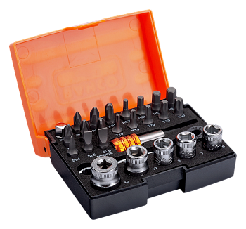 Набор стандартных бит для отверток с держателем бит, торцевыми головками размером 1/4 дюйма и храповиком, 26 предметов 2058/S26