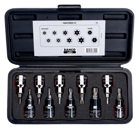 Набор торцевых головок, металлический кейс 7809TORX/10