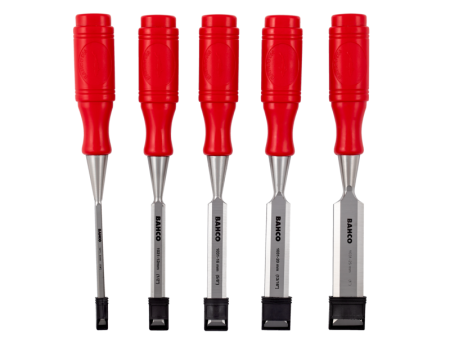 Набор стамесок с однокомпонентной красной рукояткой, 5 шт. в блистере 9883