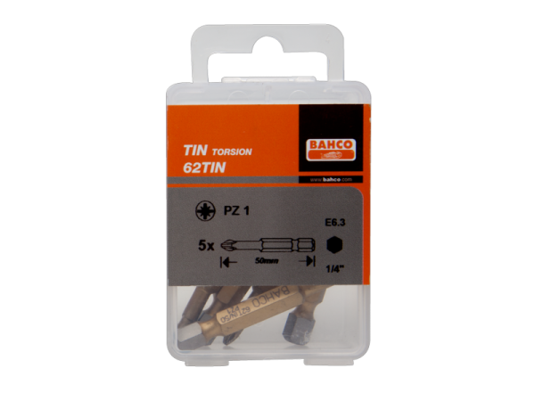 Торсионные биты с покрытием из нитрида титана для отверток Pozidriv, 50 мм 62TIN/50PZ