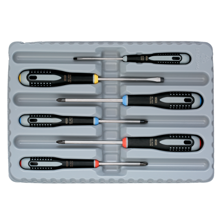 Отвертки ERGO™ с резиновой рукояткой и цветовым кодированием BE-9886